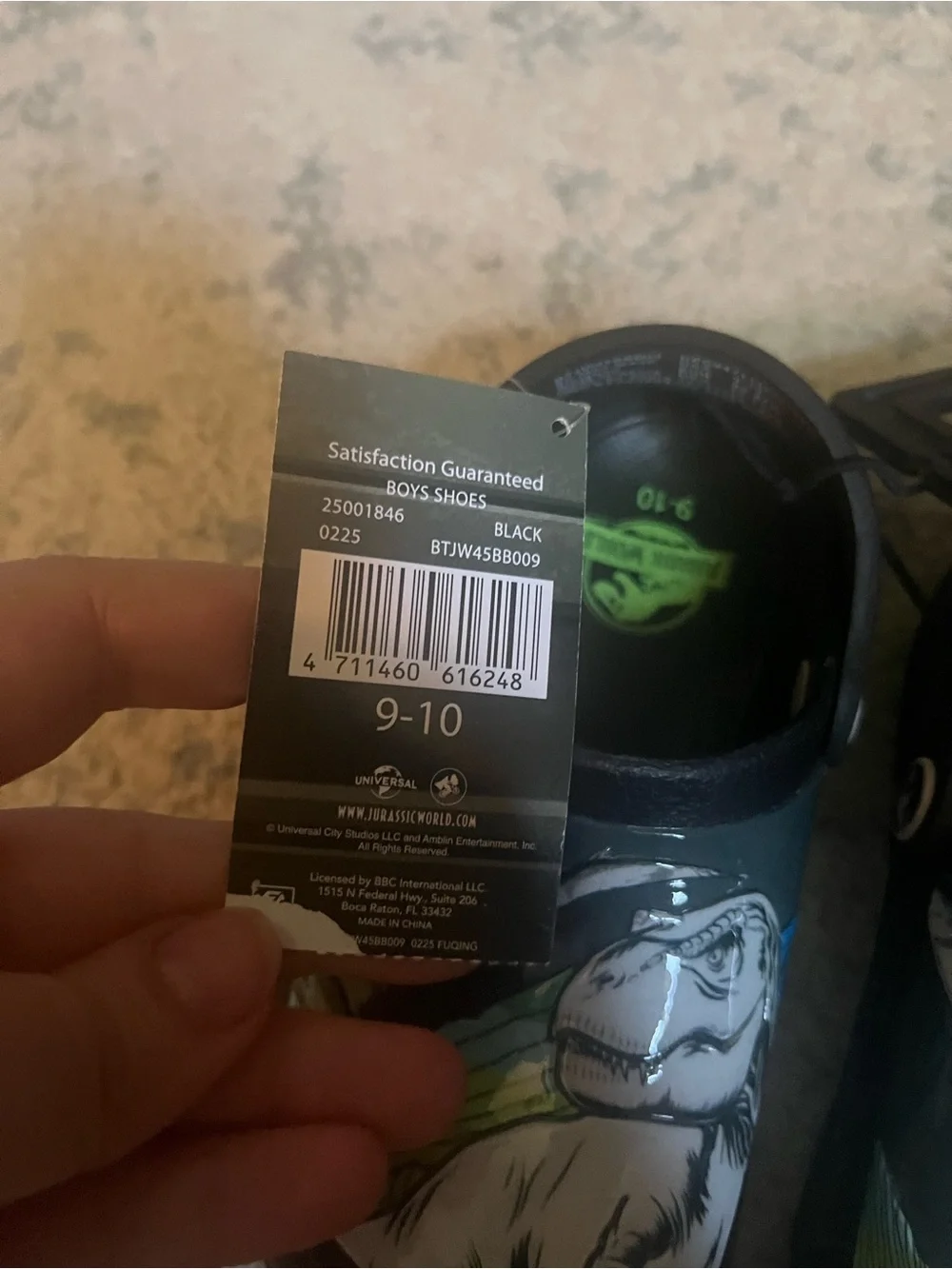 Little Kids Black Dinosaur Clog Shoes